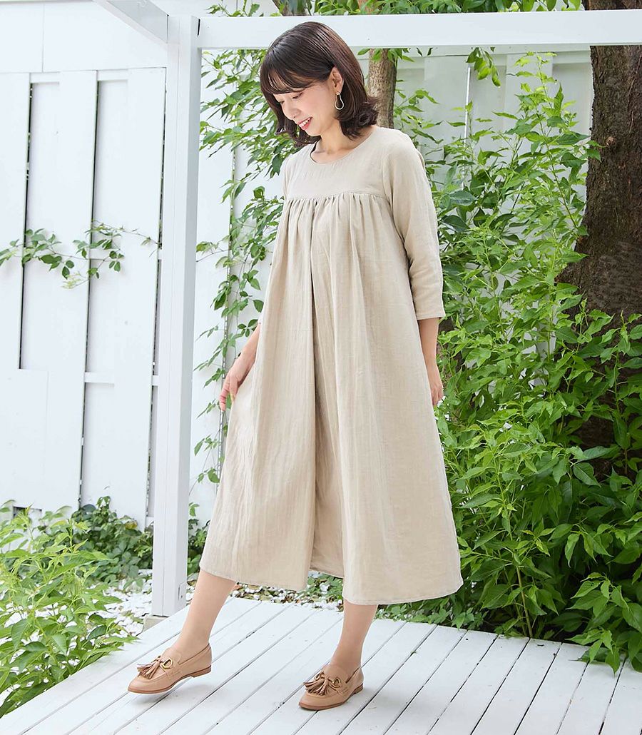 ふんわりガーゼワンピース 授乳服 マタニティ服 日本製 授乳服