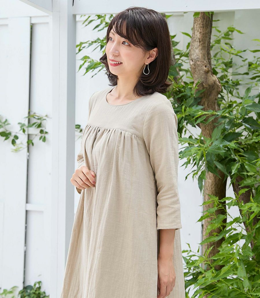 GWセール20%OFF】ふんわりガーゼワンピース 授乳服 マタニティ服 日本