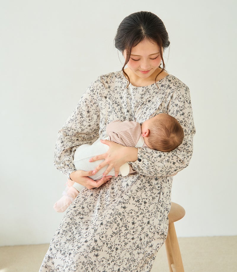 アンティークフラワーワンピース 授乳服 マタニティ服 日本製