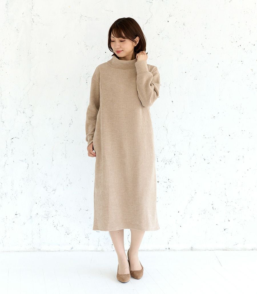 コーデュロイハイネックワンピース 授乳服 マタニティ服 日本製