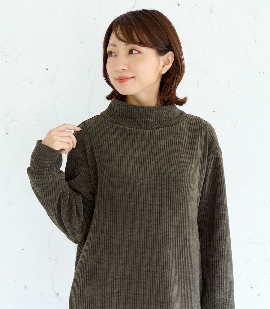 コーデュロイハイネックワンピース 授乳服 マタニティ服 日本製