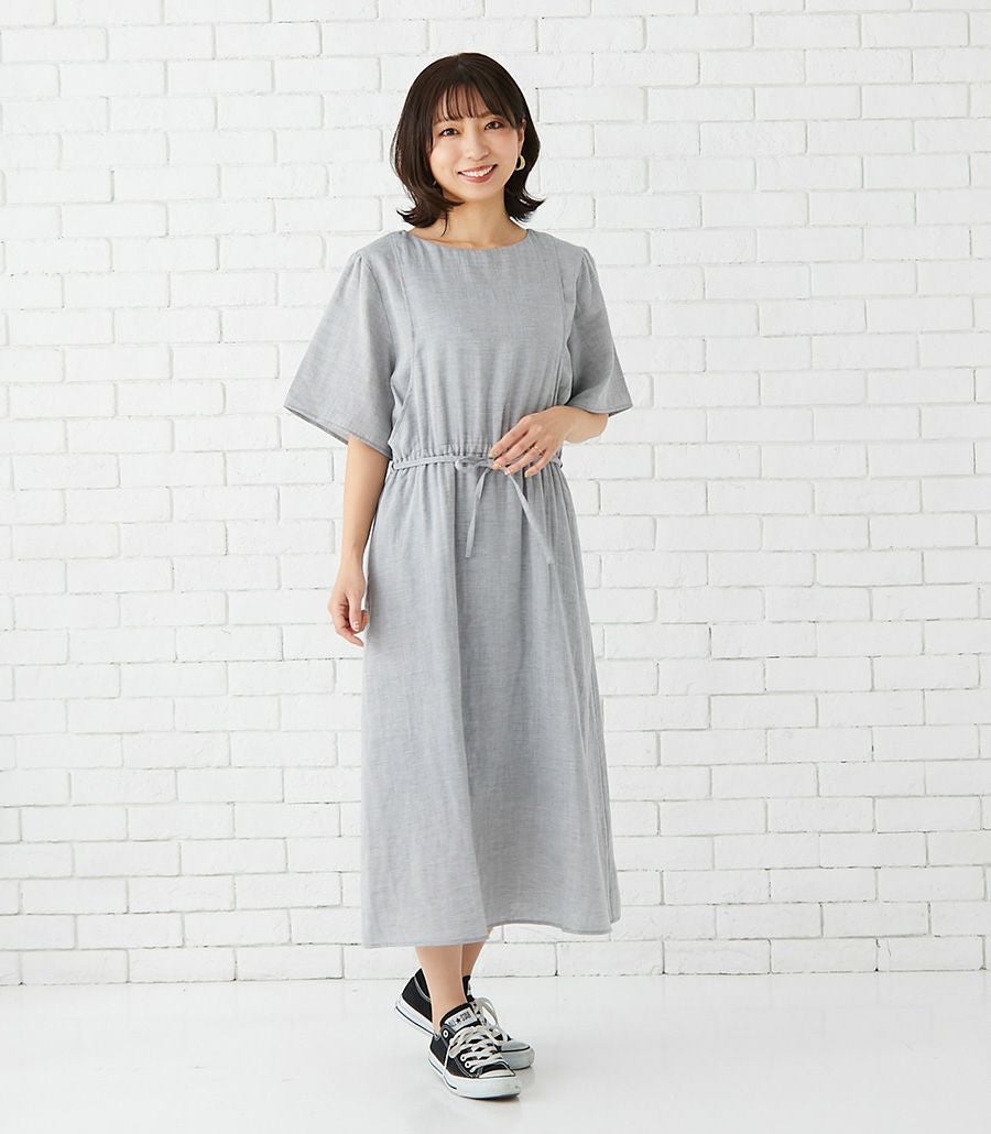 美品★モーハウス　日本製　授乳用ワンピース オーガニックギャザーワンピース 授乳服 マタニティ服 日本製 授乳服