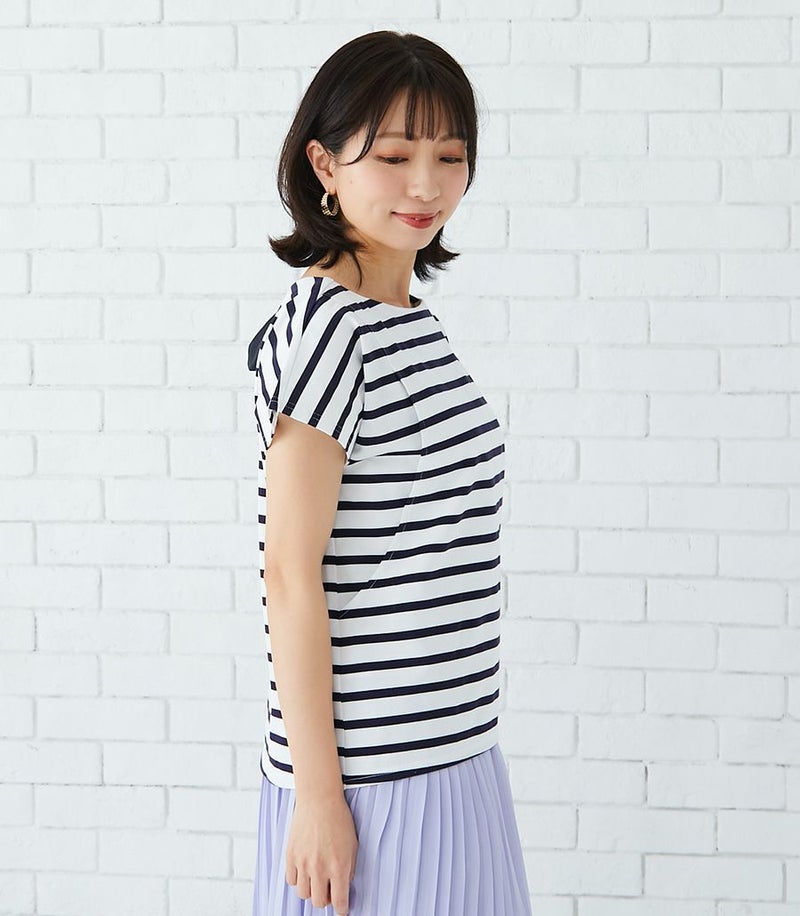 バックリボンボーダーカットソー 授乳服 日本製