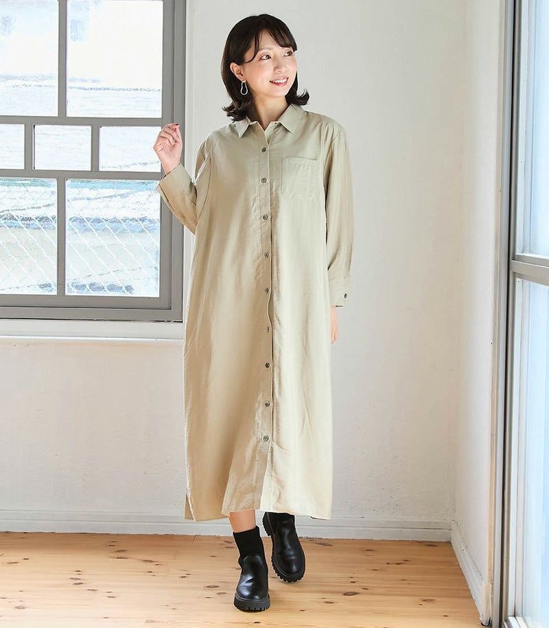 シャツワンピース 授乳服 マタニティ服 日本製