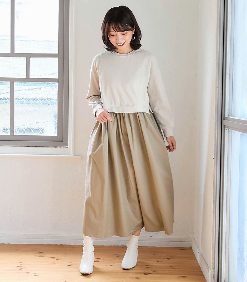 オーガニックドッキングワンピース 授乳服 マタニティ服 日本製