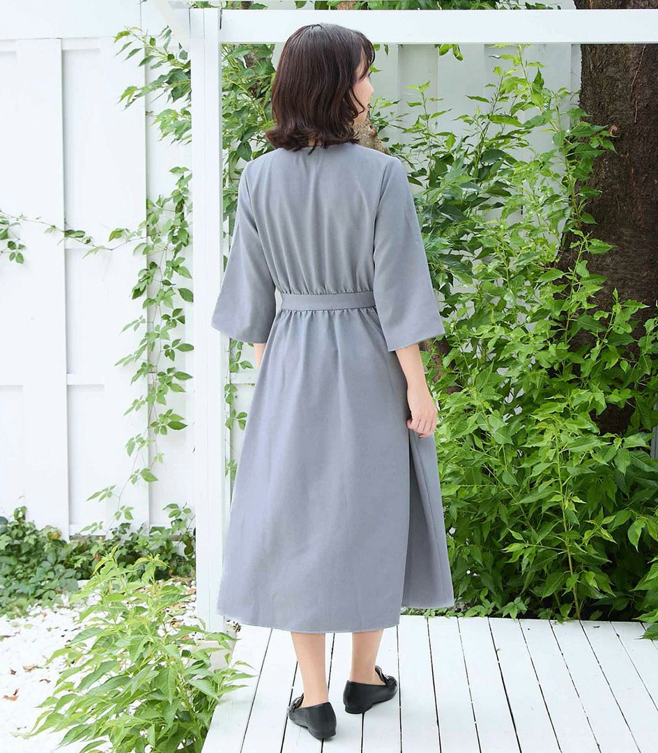 ベルト付きカシュクールワンピース 授乳服 日本製 授乳服 マタニティ服