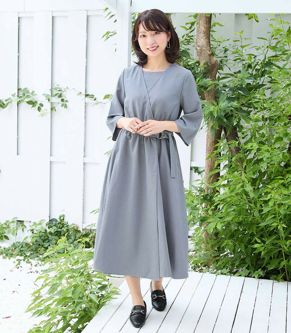 ベルト付きカシュクールワンピース 授乳服 日本製 授乳服 マタニティ服