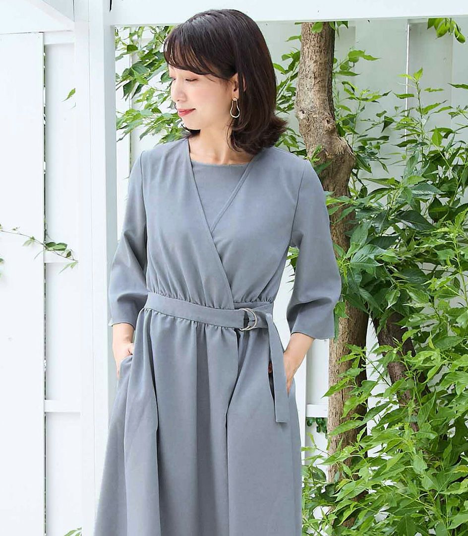 ベルト付きカシュクールワンピース 授乳服 日本製 授乳服 マタニティ服