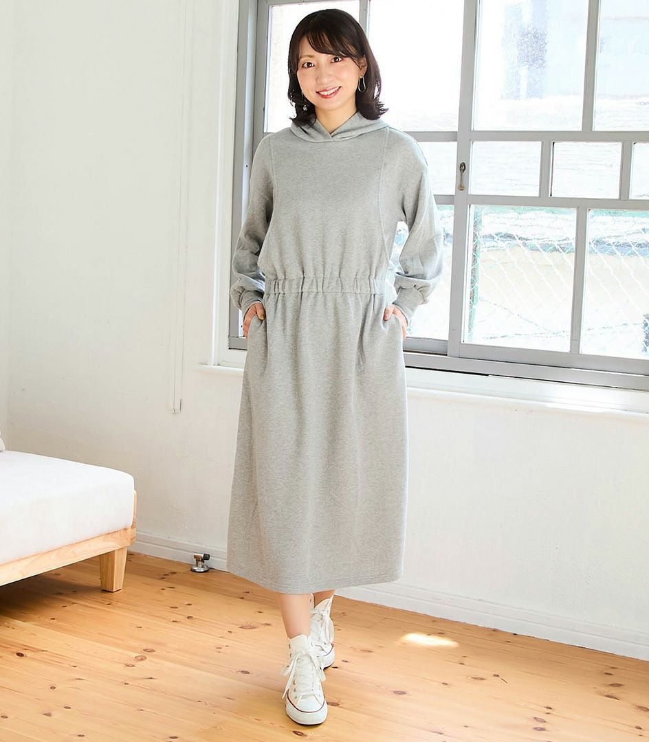 ウエストギャザーパーカーワンピース 授乳服 日本製 授乳服 マタニティ
