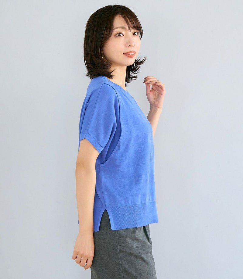 ボーダー編みサマーニットトップス 授乳服 マタニティ服