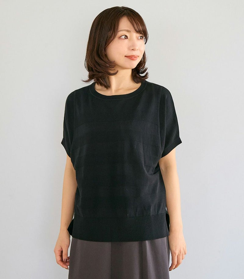 ボーダー編みサマーニットトップス 授乳服 マタニティ服