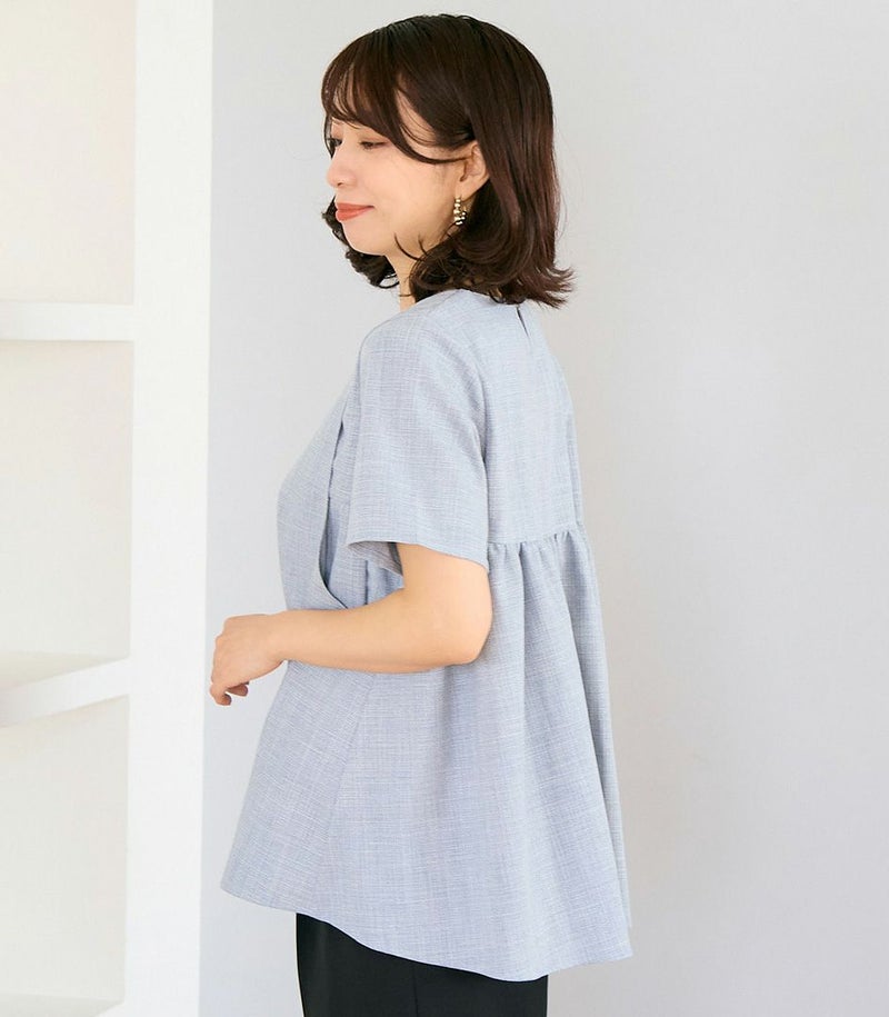ブッチャーペプラムトップス 授乳服 マタニティ服 日本製