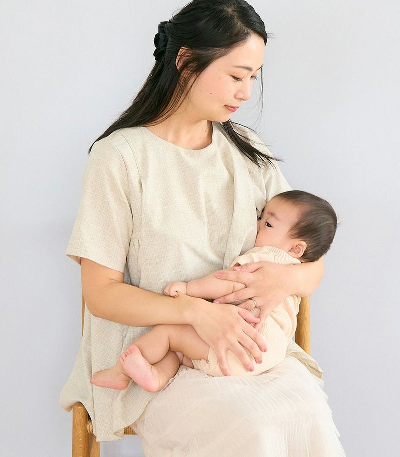 ブッチャーペプラムトップス 授乳服 マタニティ服 日本製