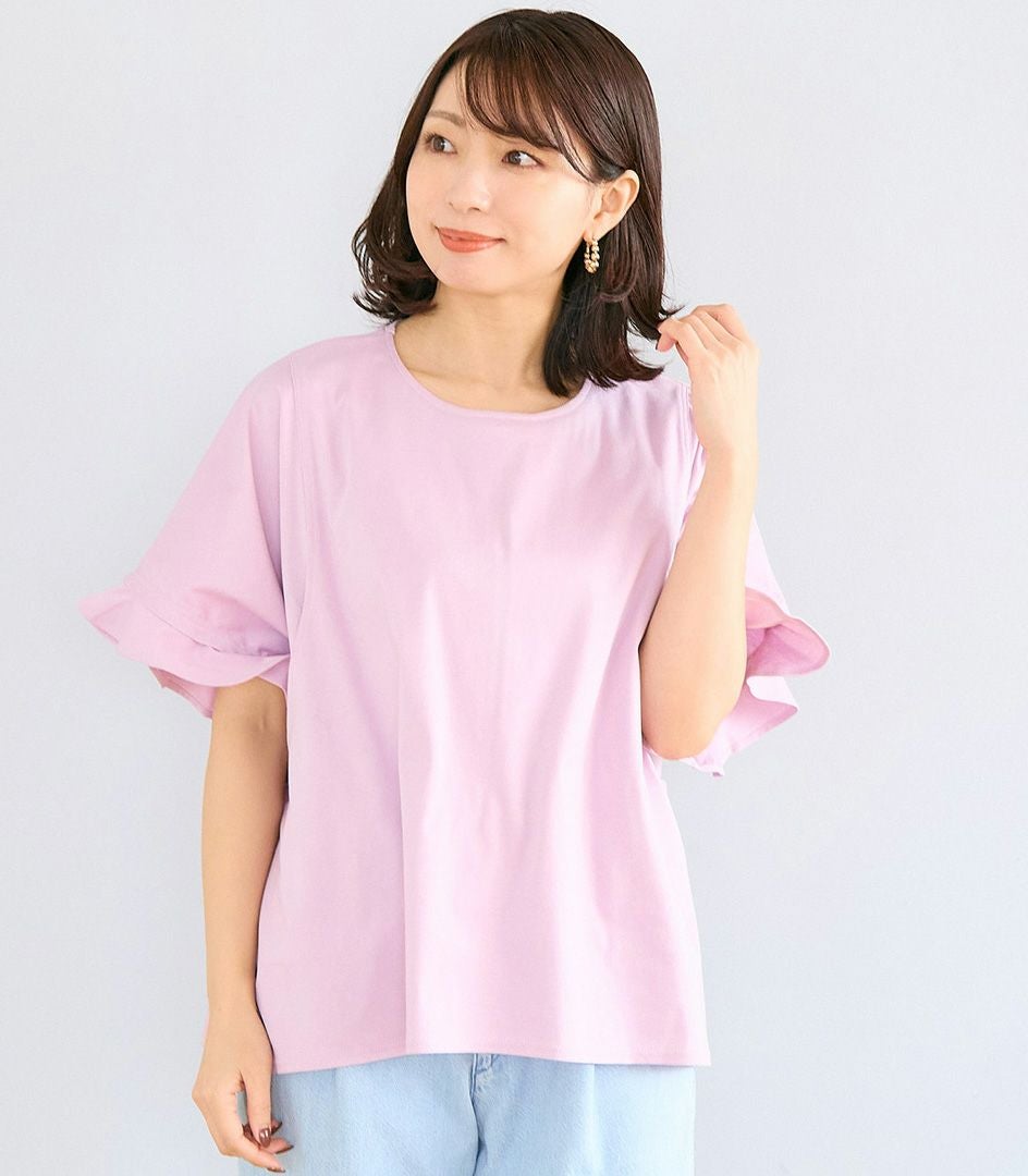 オーガニックフリルTシャツ 授乳服 マタニティ服 日本製 授乳服