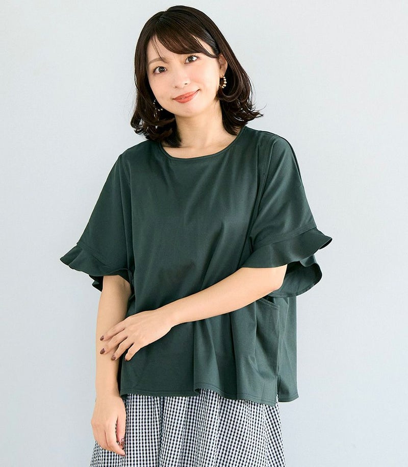オーガニックフリルTシャツ 授乳服 マタニティ服 日本製