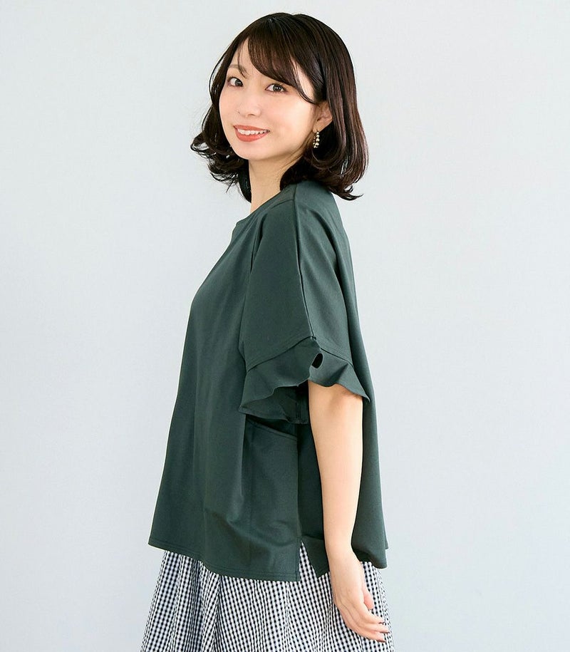 オーガニックフリルTシャツ 授乳服 マタニティ服 日本製