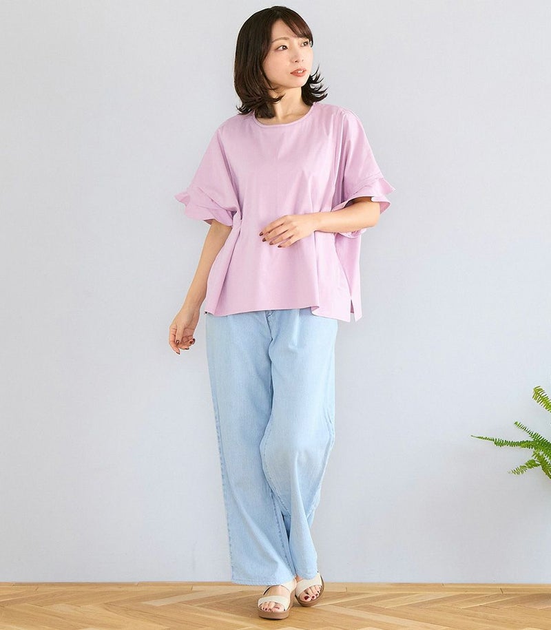 オーガニックフリルTシャツ 授乳服 マタニティ服 日本製