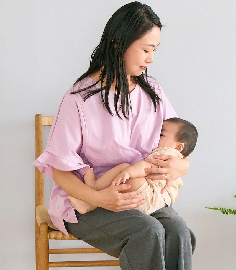 オーガニックフリルTシャツ 授乳服 マタニティ服 日本製