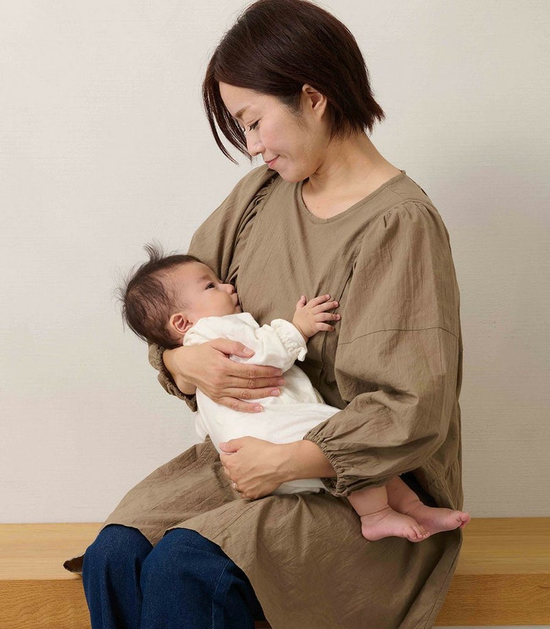 ふんわりギャザーチュニックブラウス 授乳服 マタニティ服 日本製