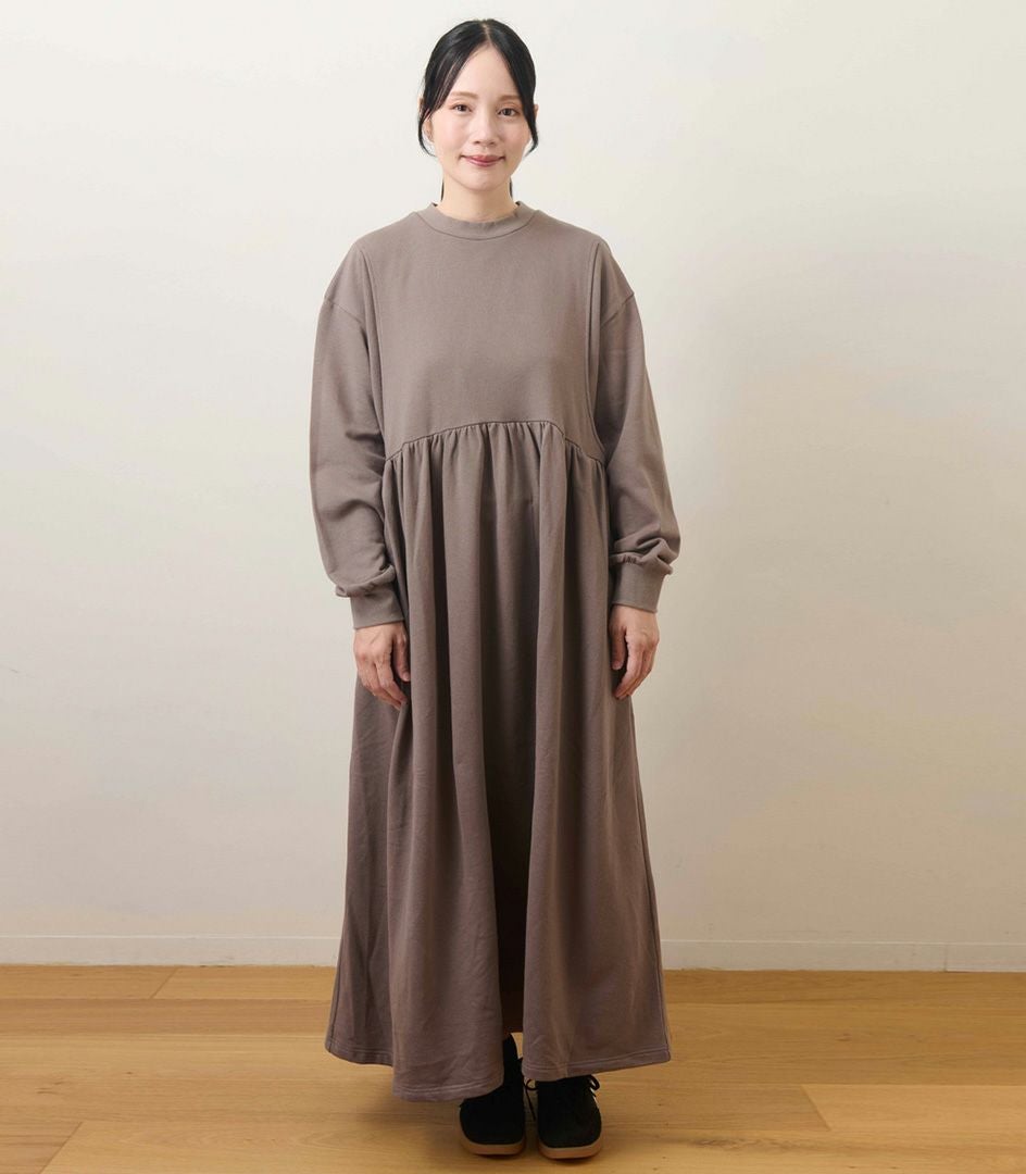 まとめ買い最大15%OFF】ミニ裏毛ウエストギャザーワンピース 授乳服