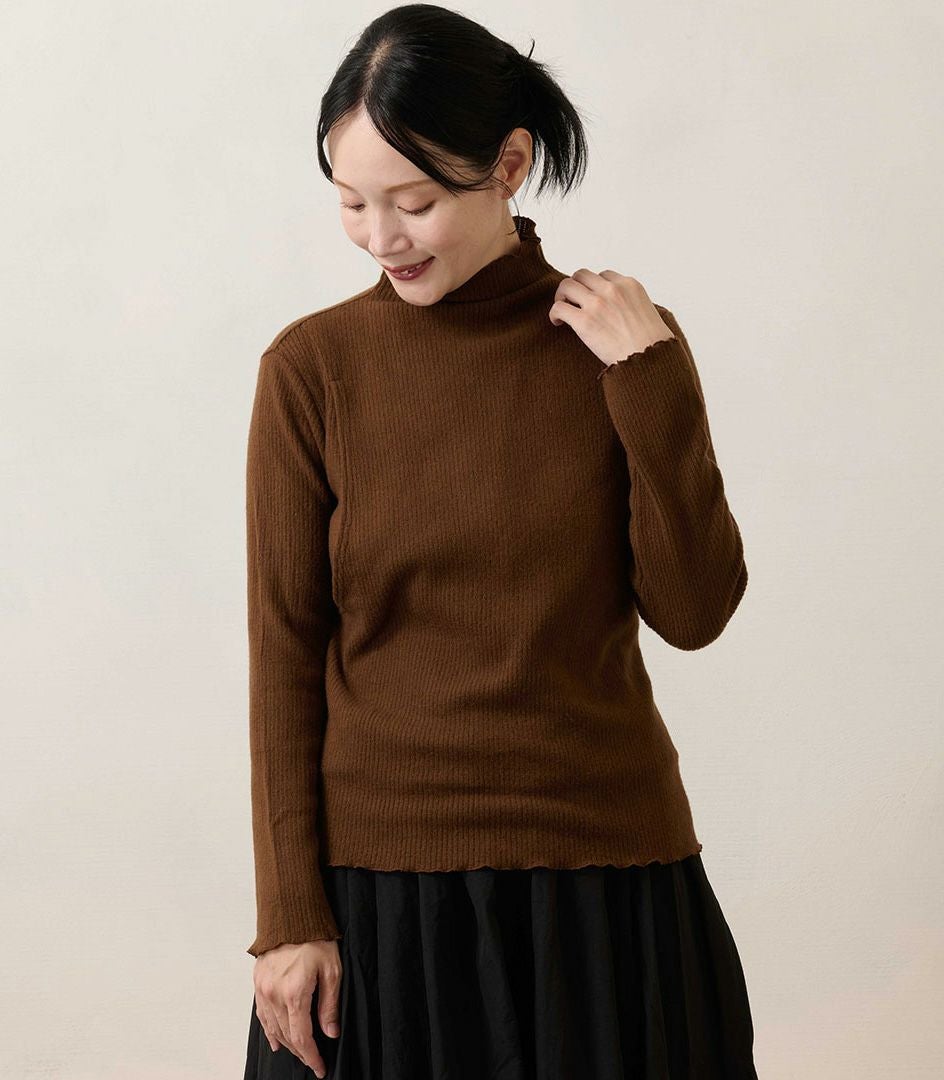 メロウフリルハイネックトップス 授乳服 日本製 授乳服 マタニティ服