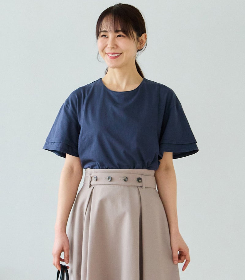 フリル袖Tシャツ 授乳服 日本製