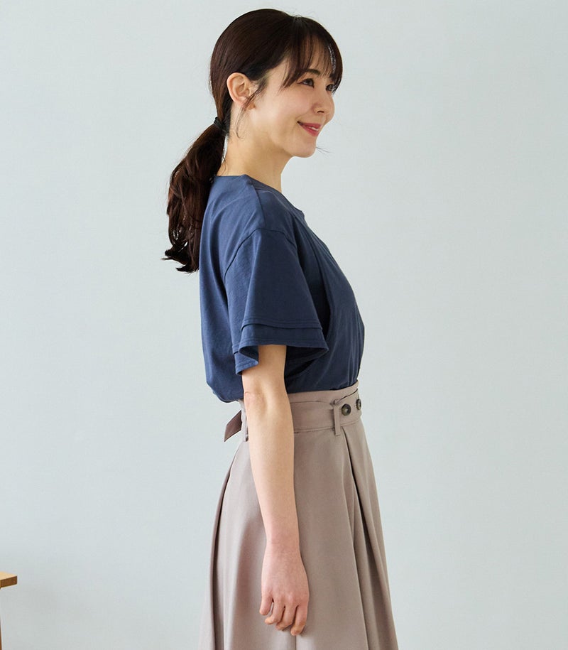 フリル袖Tシャツ 授乳服 日本製