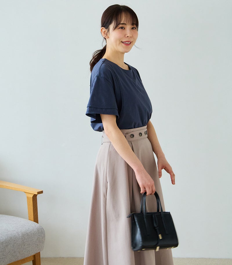 フリル袖Tシャツ 授乳服 日本製