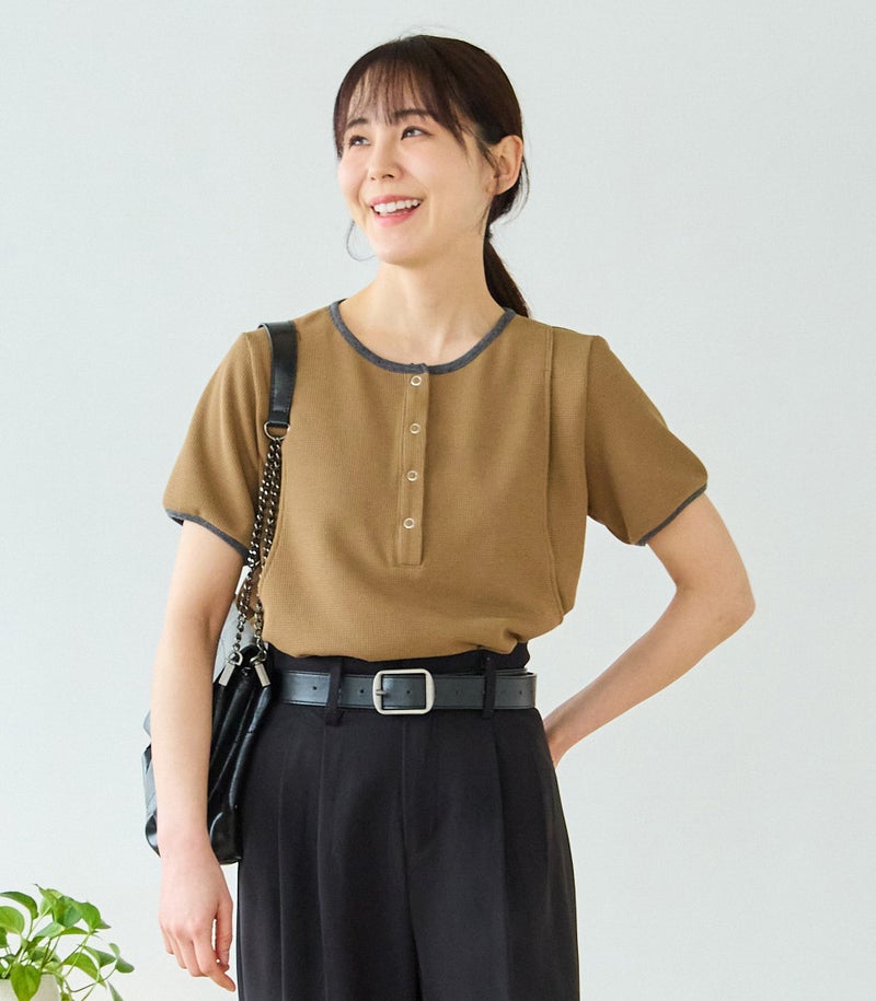 ワッフルTシャツ 授乳服 日本製