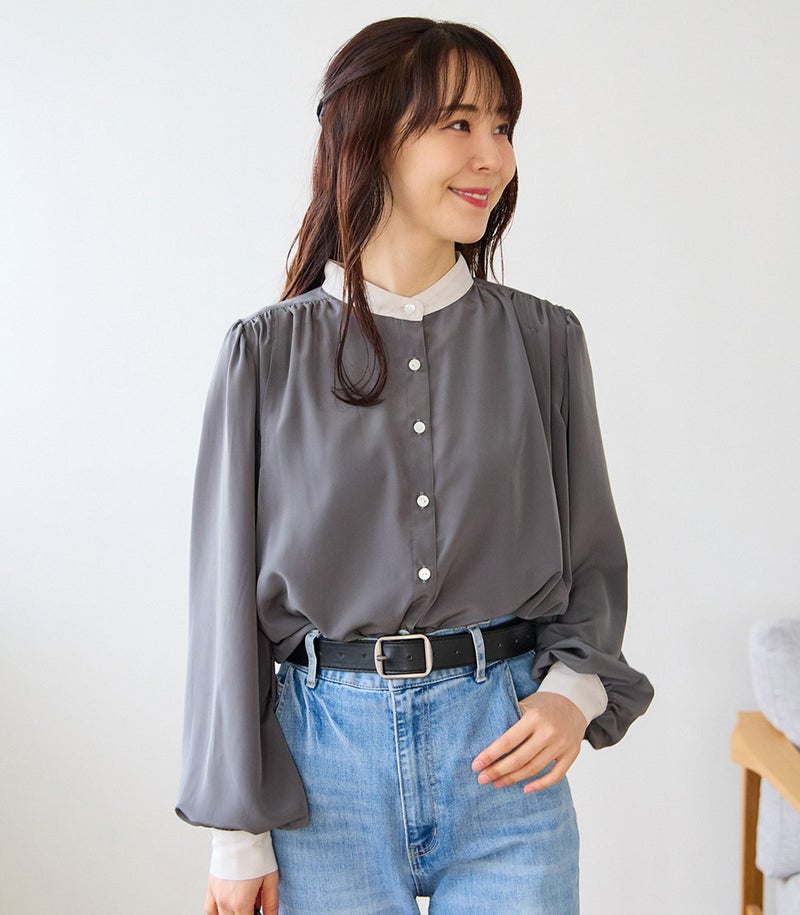 授乳服
【新作】バンドカラーブラウス 授乳服 日本製