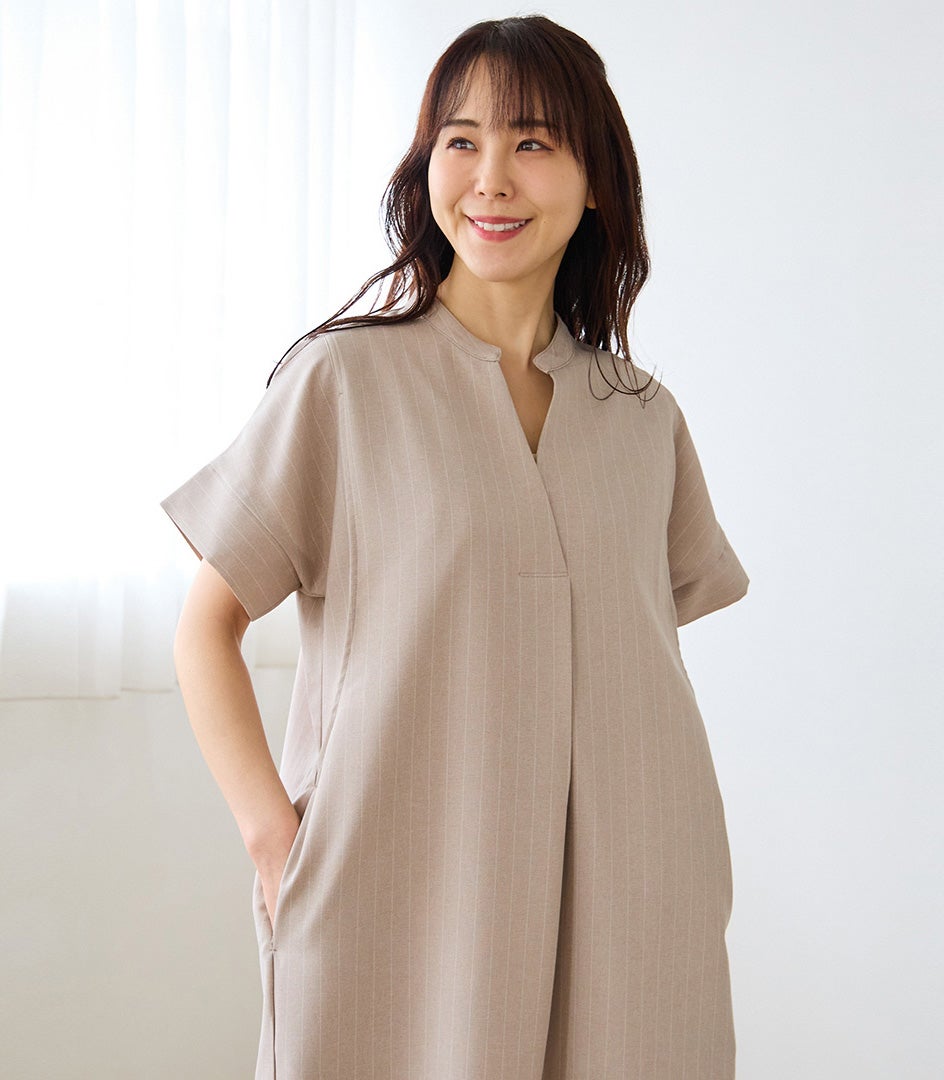 新作】ストライプティアードワンピース 授乳服 日本製 授乳服