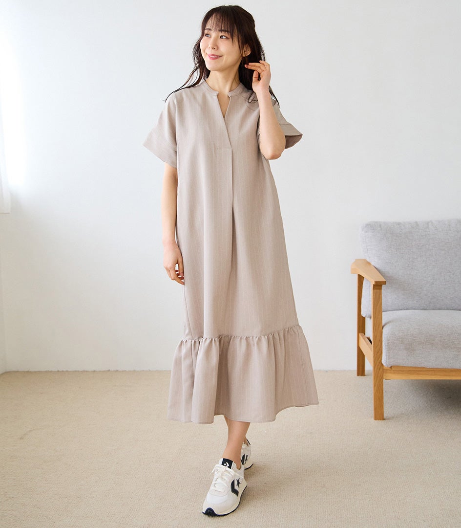 新作】ストライプティアードワンピース 授乳服 日本製 授乳服