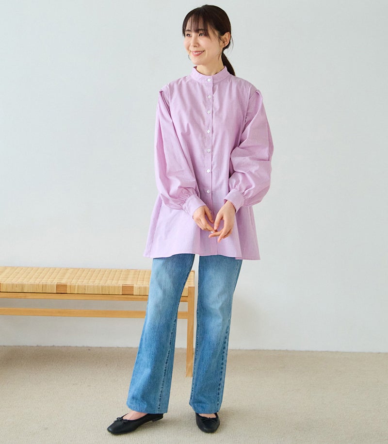 ストライプボウタイブラウス 授乳服 マタニティ服 日本製