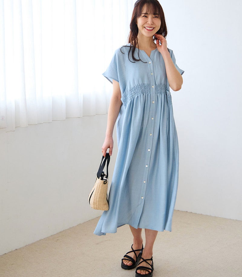 ウエストシャーリングワンピース 授乳服 日本製
