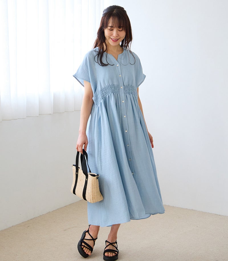 ウエストシャーリングワンピース 授乳服 日本製