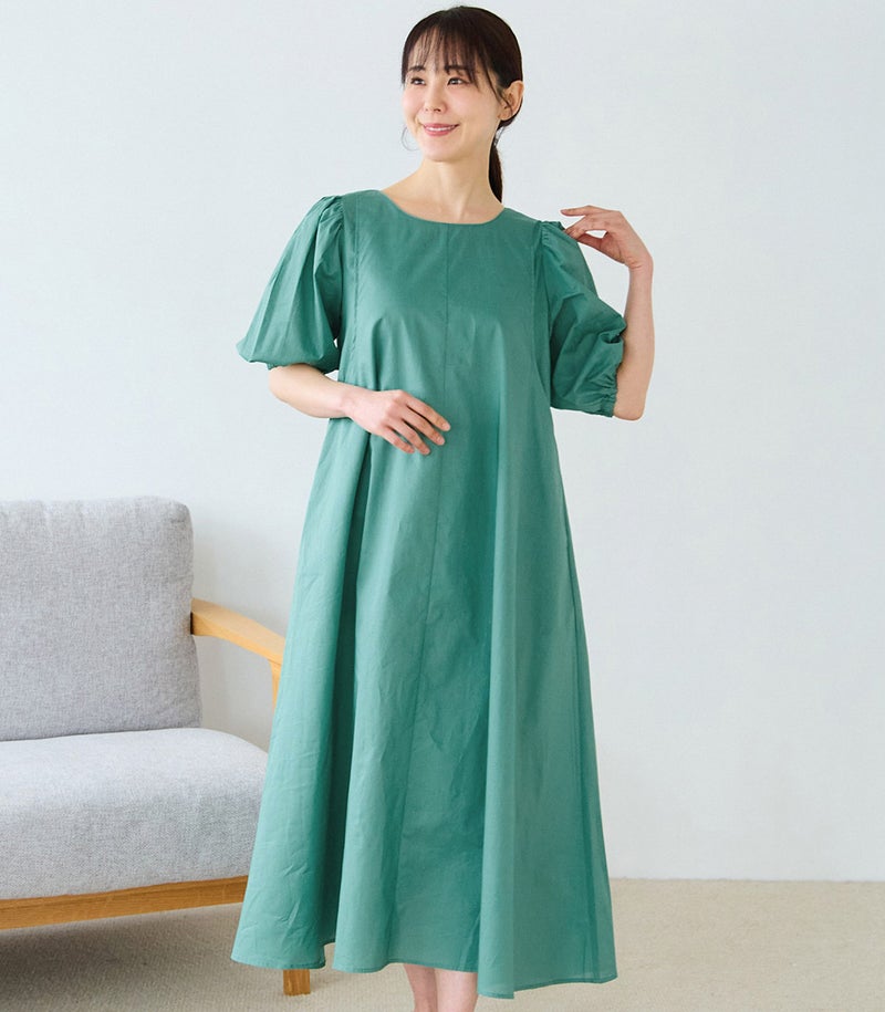 オーガニックボリュームスリーブワンピース 授乳服 マタニティ服 日本製