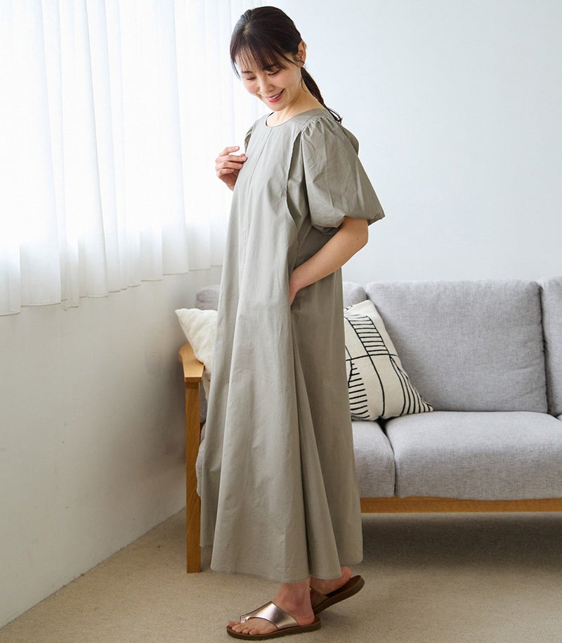 オーガニックボリュームスリーブワンピース 授乳服 マタニティ服 日本製