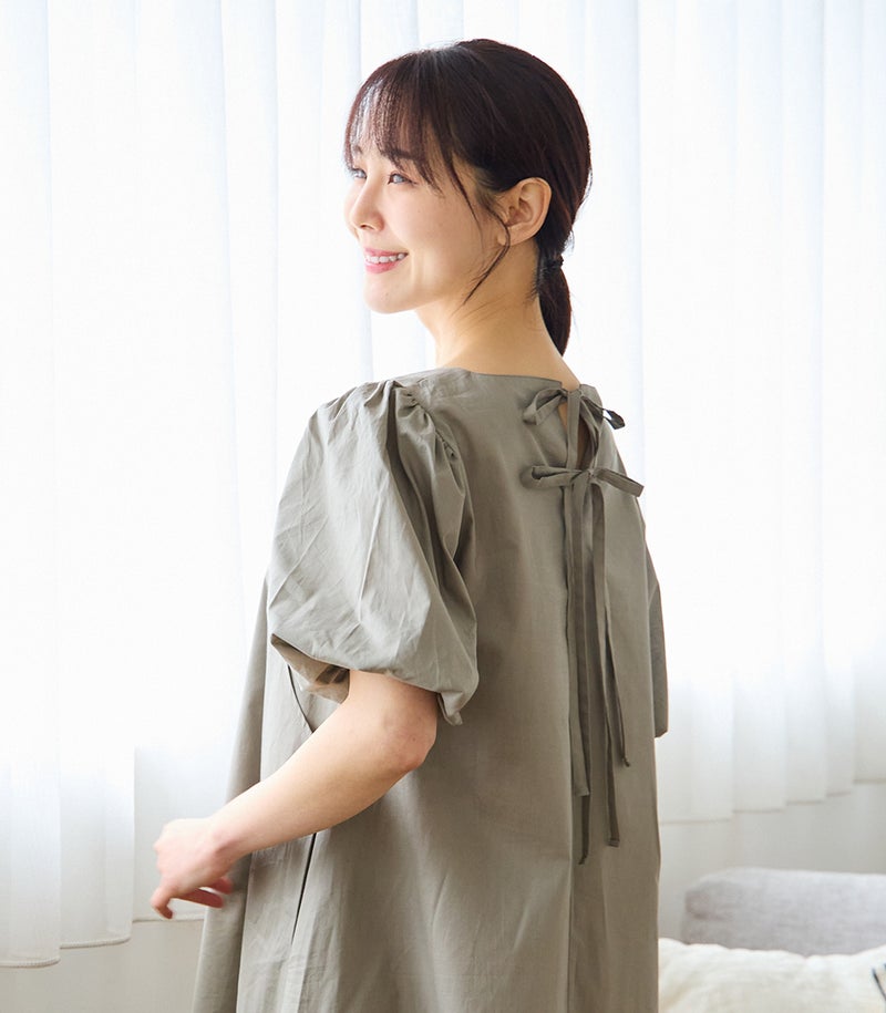 オーガニックボリュームスリーブワンピース 授乳服 マタニティ服 日本製