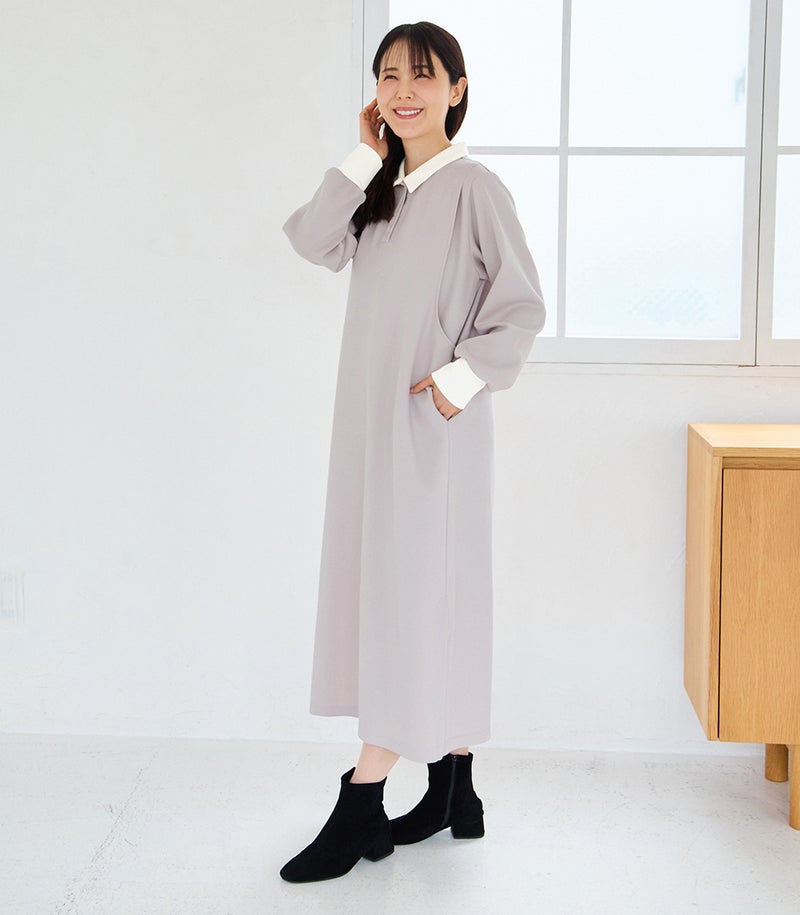ポロカラーワンピース 授乳服 日本製