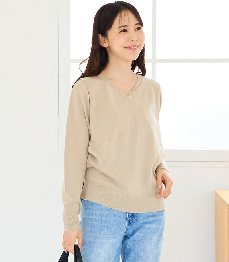 Vネックニットトップス 授乳服 マタニティ服
